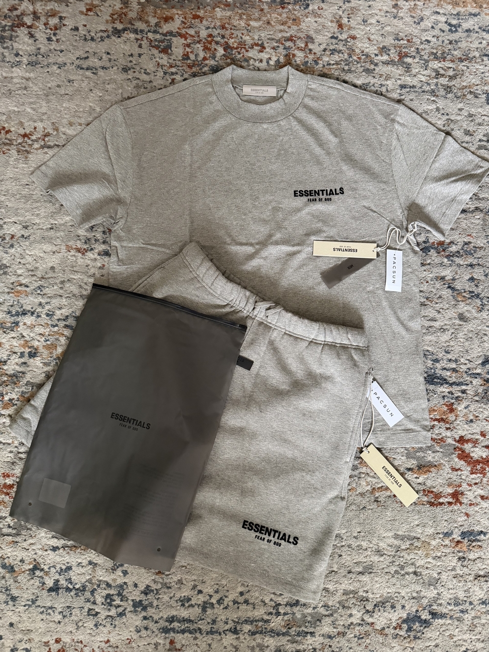 ESSENTIALS Men’s Dark Oat Short + T Shirt Set